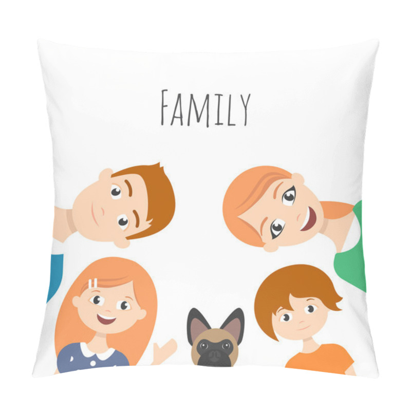 Personality  Family Portrait: Mom, Dad, Son, Daughter And Family Dog-french Bulldog Pillow Covers