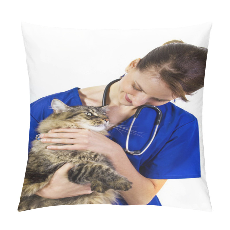 Personality  Female Vet With A Large Cat Pillow Covers