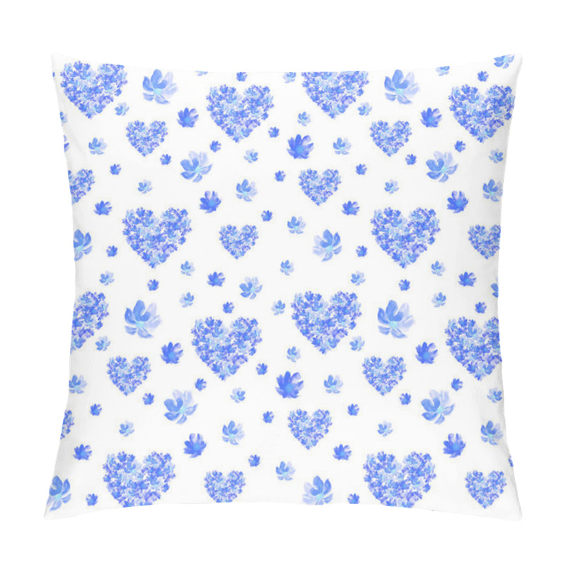 Personality  Beautiful Blue Floral Hearts Pattern On A White Background Perfect For Fabric Or Wallpaper Design Pillow Covers