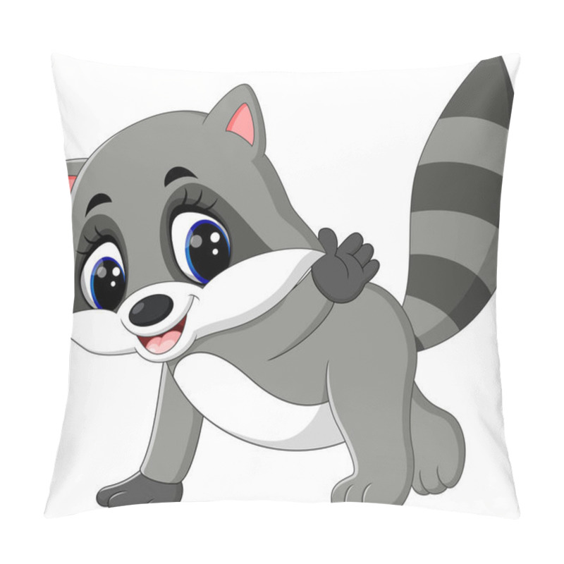 Personality  Illustration Of Baby Raccoon Cartoon Pillow Covers