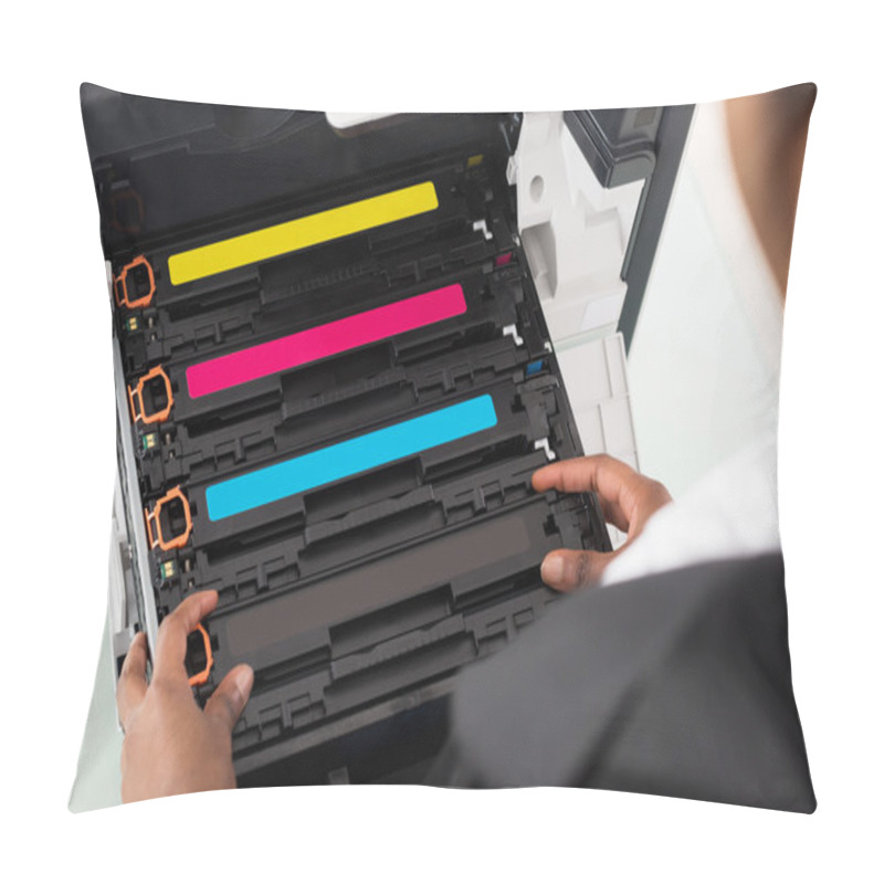 Personality  Businesswoman Fixing Cartridge In Office Pillow Covers