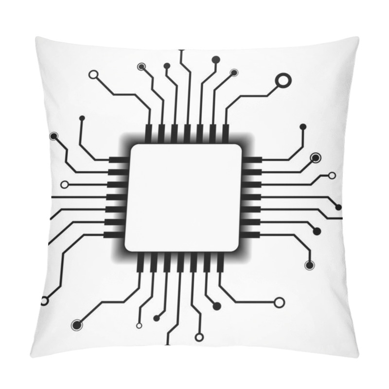 Personality  Cpu. Microprocessor Isolated On White Background. Microchip. Circuit Board. Vector Illustration. Eps 10 Pillow Covers