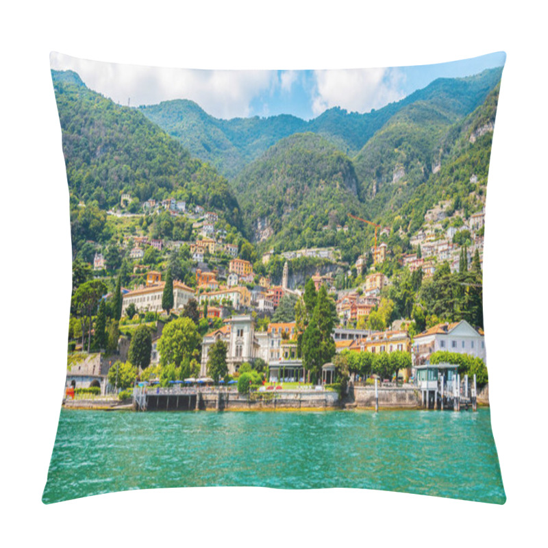 Personality  Lake Como, Moltrasio, Italy. View Of The Shore And Buildings. Pillow Covers