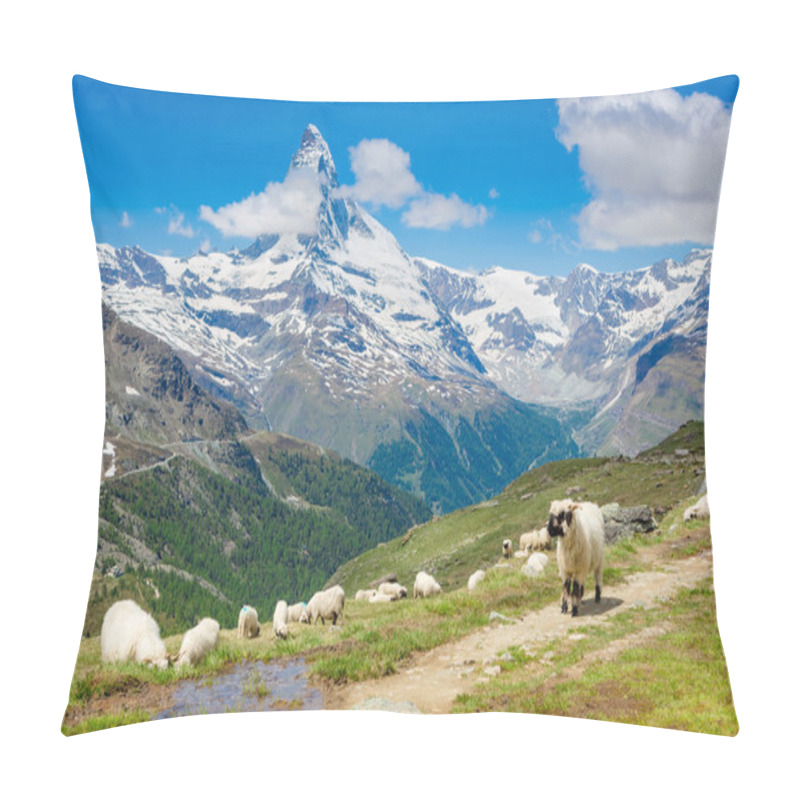 Personality  Sheep In Swiss Alps Pillow Covers