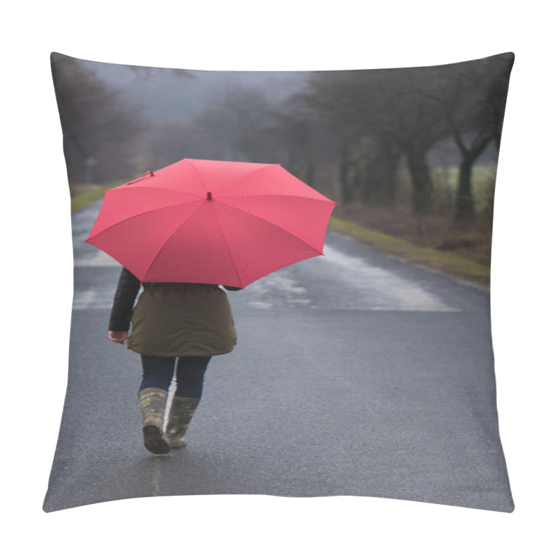 Personality  Rainy Day Woman Holding Red Umbrella Pillow Covers