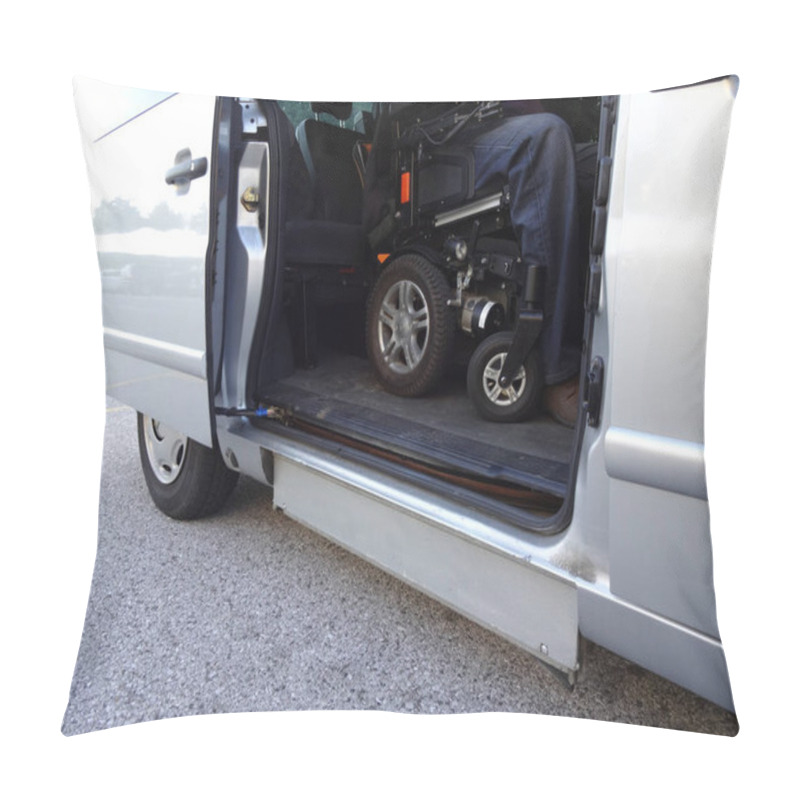 Personality  Disabled Man On Wheelchair Going In His Car Pillow Covers