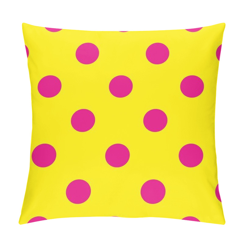 Personality  Seamless Vector Pattern Or Texture With Neon Pink Polka Dots On Sunny Yellow Background Pillow Covers