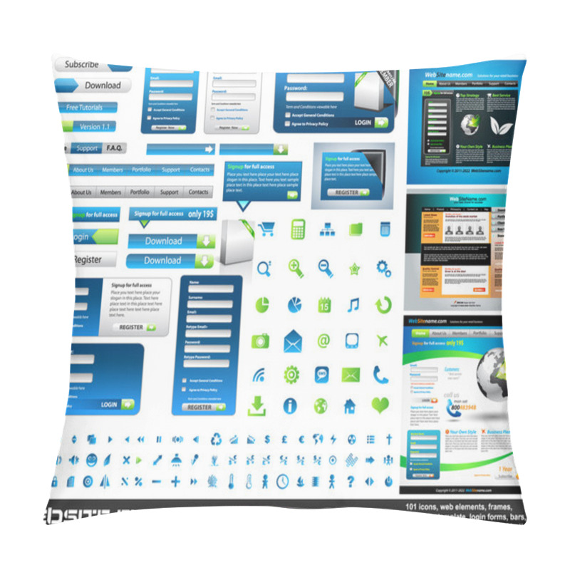 Personality  Web Elements EXTREME Collection All Blue And Green Pillow Covers