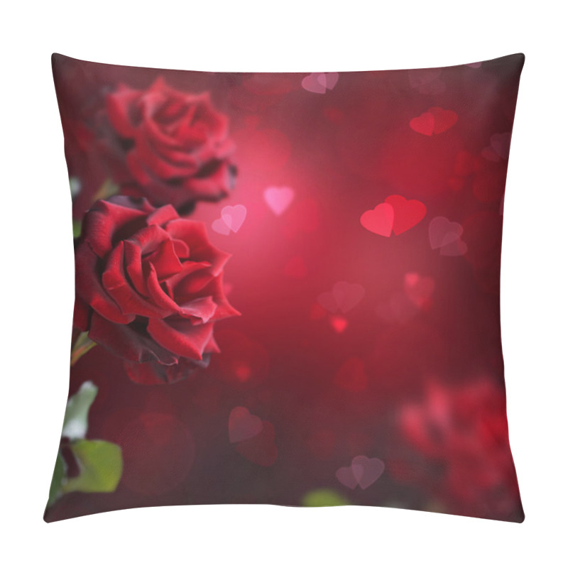 Personality  Valentine Or Wedding Card. Roses And Hearts Pillow Covers