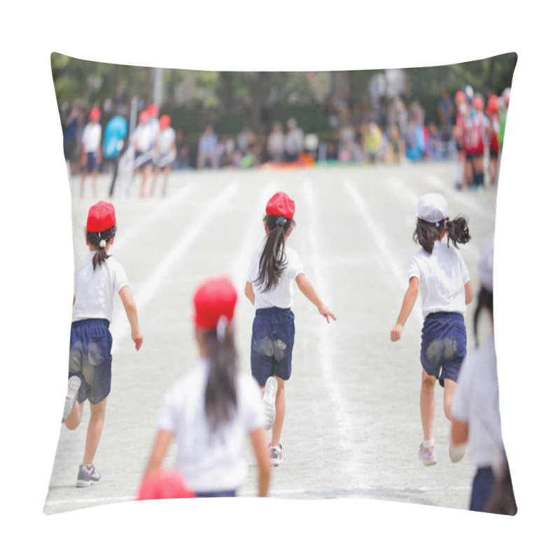 Personality  Snapshot Of An Athletic Meet Held At An Elementary School In Japan Pillow Covers