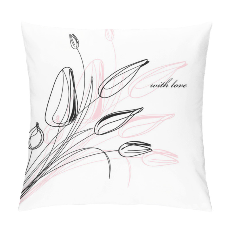 Personality  Greeting Card With A Sketch Of Tulips Pillow Covers