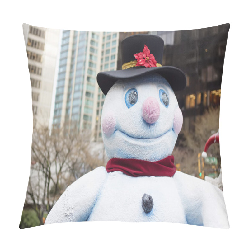 Personality  Happy Snowman In Downtown Vancouver - Closeup Pillow Covers