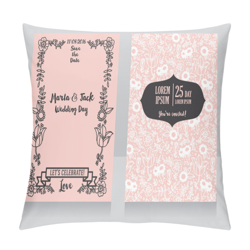 Personality  Wedding Cards With Doodle Flowers Pillow Covers