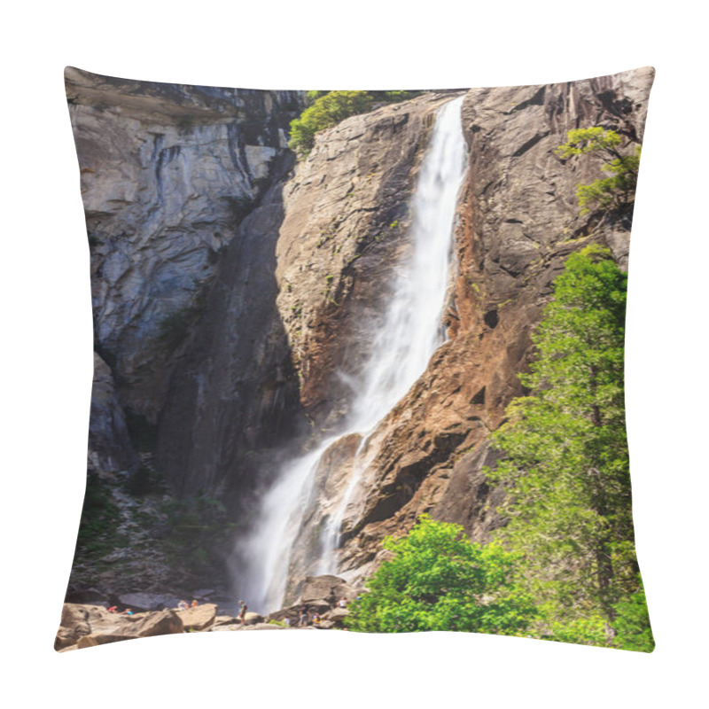 Personality  A Waterfall Is Seen In The Distance With A Group Of People Standing Near It. The Scene Is Peaceful And Serene, With The Sound Of The Waterfall Providing A Calming Atmosphere Pillow Covers