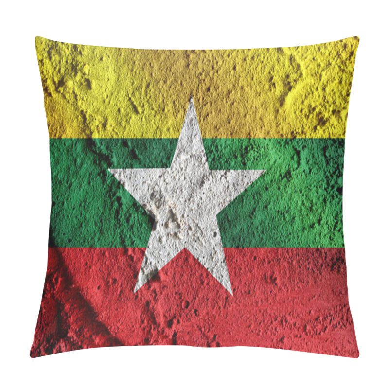 Personality  Union Of Myanmar Flag Or Burma Flag Themes Idea Design Pillow Covers