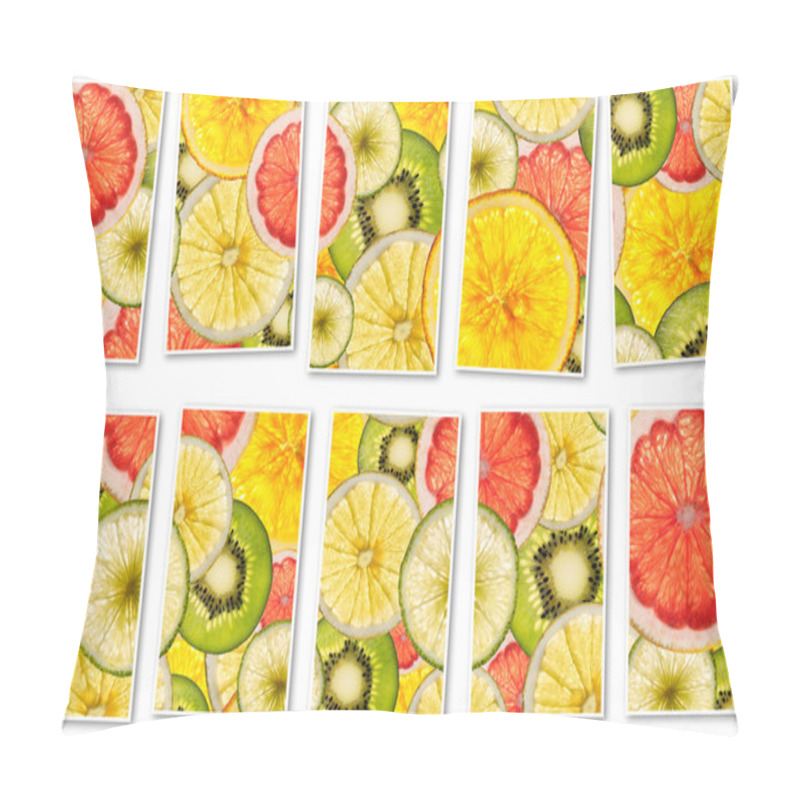 Personality  Ripe Fruit Collage Made From Slices Of Mixed Fruit Pillow Covers