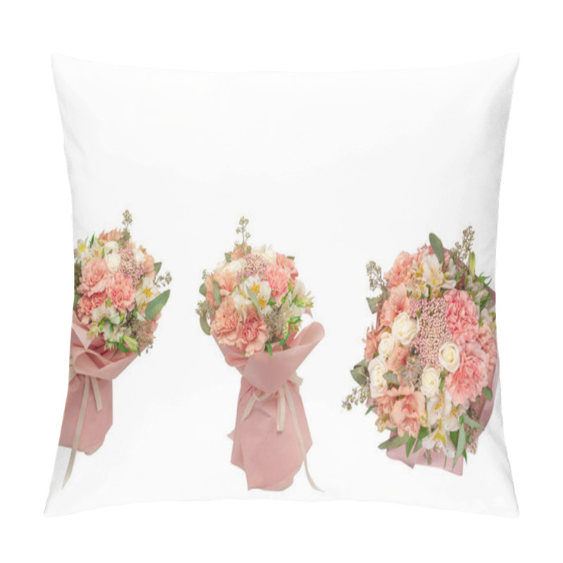 Personality  Bouquet Of  Soft Pink Flowers In Pink Wrapping Paper.  Pillow Covers