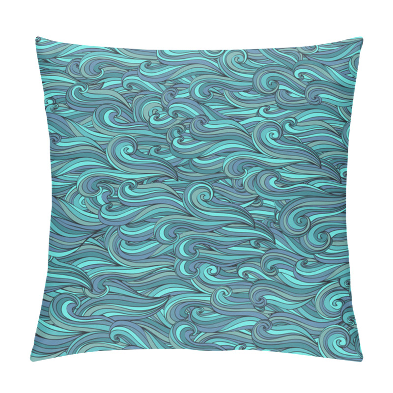 Personality  Seamless Wave Hand-drawn Pattern, Waves Background (seamlessly Tiling) Pillow Covers