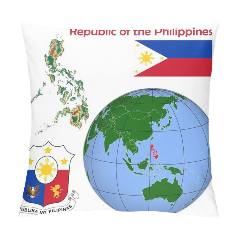 Personality  Philippine In Globe Map Pillow Covers