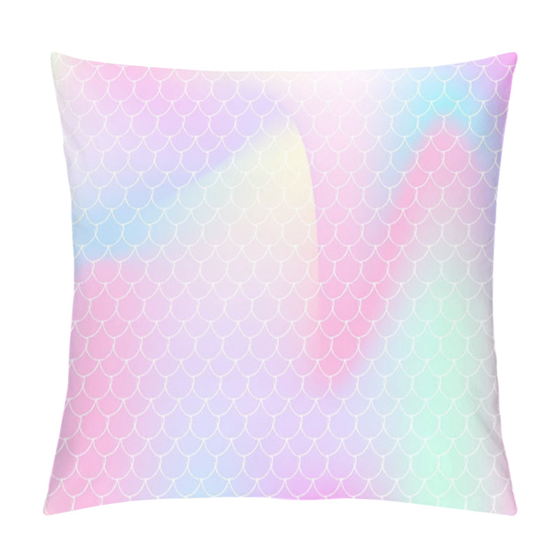 Personality  Gradient Mermaid Background With Holographic Scales. Pillow Covers