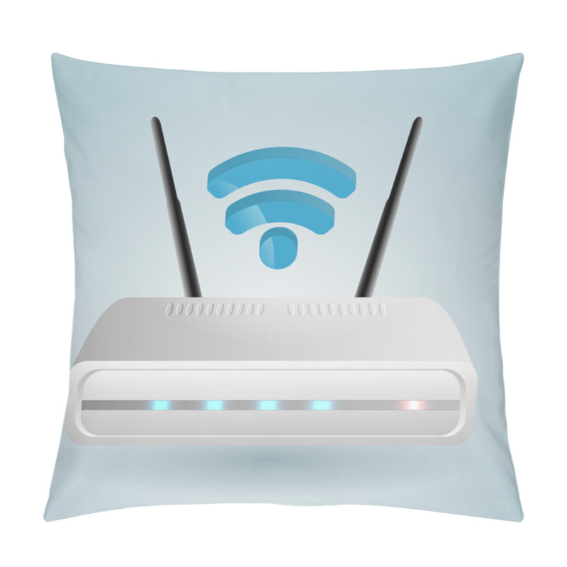 Personality  Wireless Router. Vector Illustration Pillow Covers