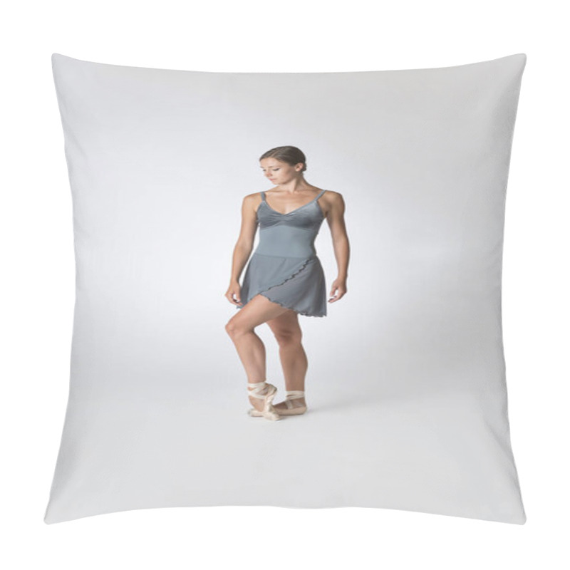 Personality  Portrait Of A Ballerina Isolated In Gray Background Pillow Covers