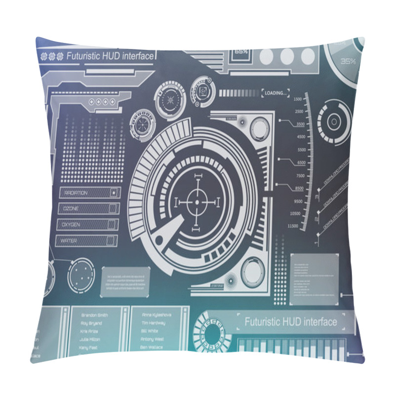 Personality  Abstract Future, Concept Vector Futuristic Blue Virtual Graphic Touch User Interface HUD. For Web, Site, Mobile Applications Isolated On Black Background, Techno, Online Design, Business, Gui, Ui. Pillow Covers