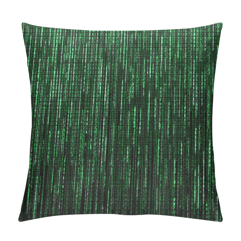 Personality  Digital Drawn Sketch Photo Sketch Network Green Binary Matrix Pillow Covers