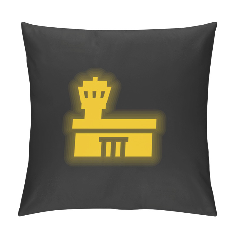 Personality  Airport Yellow Glowing Neon Icon Pillow Covers