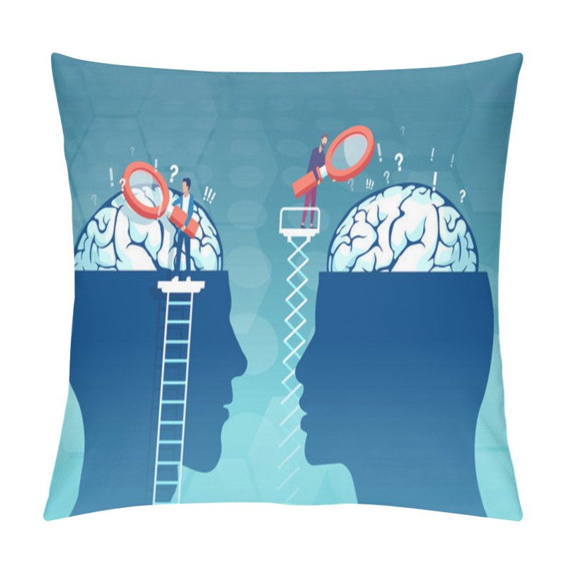 Personality  Vector Of Scientists Researching Male And Female Brain Looking For Psychology Differences  Pillow Covers