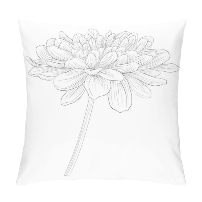 Personality  Beautiful Monochrome Black And White Dahlia Flower Isolated On White Background. Pillow Covers