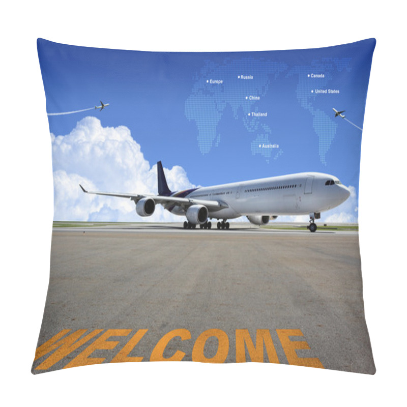 Personality  Airplane On The Runway, Wating For Take Off Pillow Covers