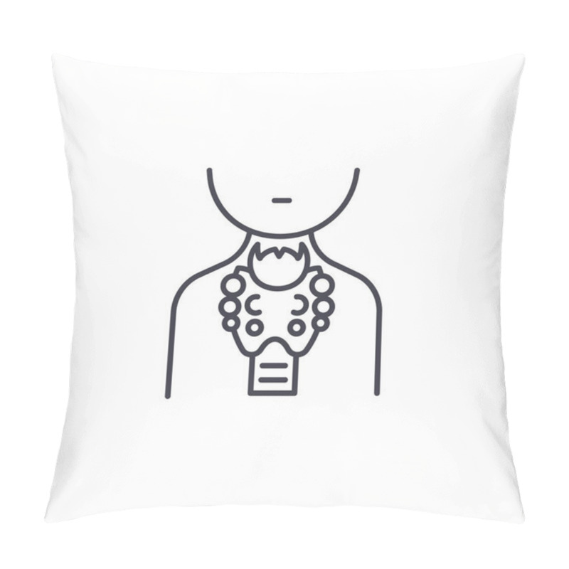 Personality  Thyroid Gland Linear Icon Concept. Thyroid Gland Line Vector Sign, Symbol, Illustration. Pillow Covers