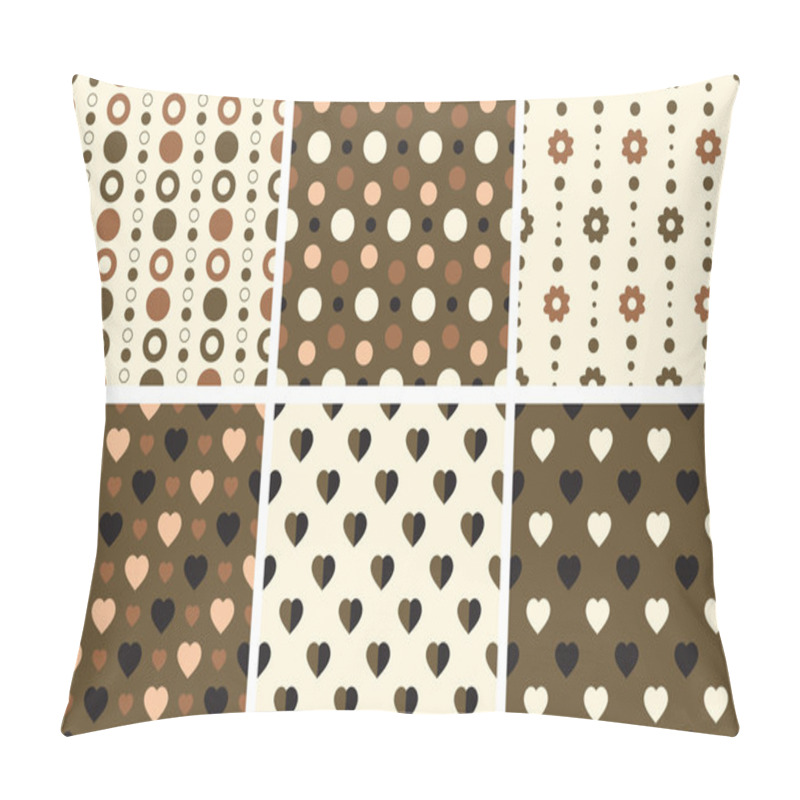 Personality  Vector Seamless Poka Dot And Heart Tiling Patterns Pillow Covers