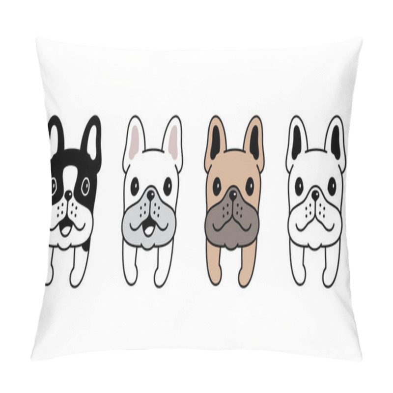 Personality  Dog Vector French Bulldog Icon Puppy Pet Breed Character Cartoon Symbol Scarf Illustration Design Pillow Covers