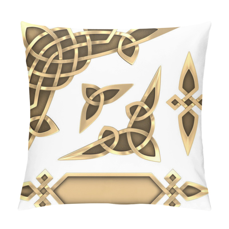 Personality  Celtic Ornament Gold Pillow Covers