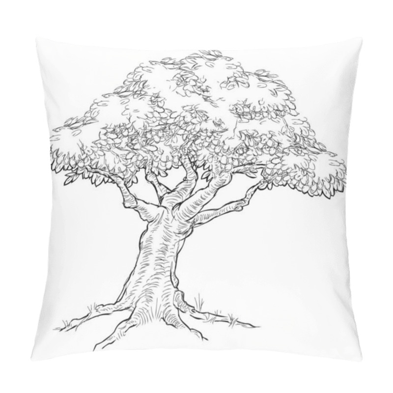 Personality  Woodcut Sketch Style Tree Pillow Covers