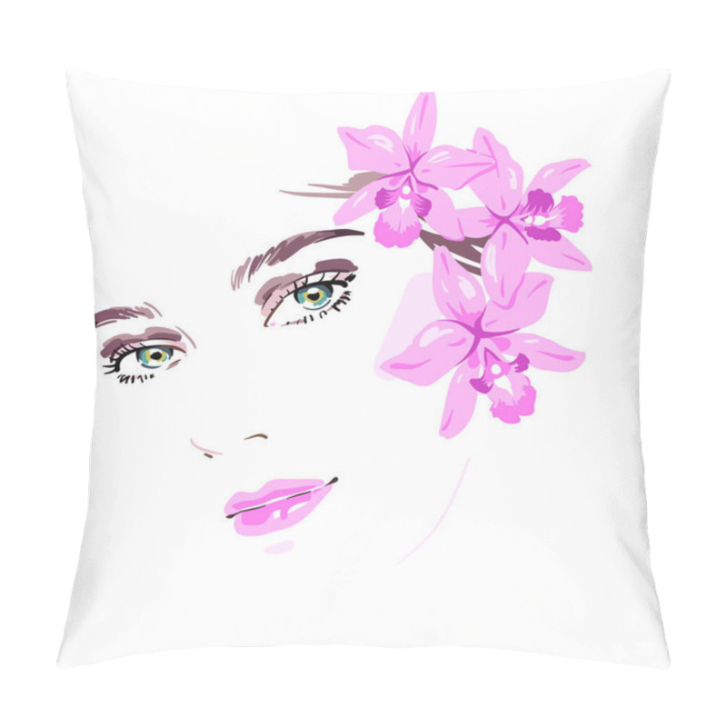 Personality  Beautiful Woman With Flowers In Her Hair Pillow Covers