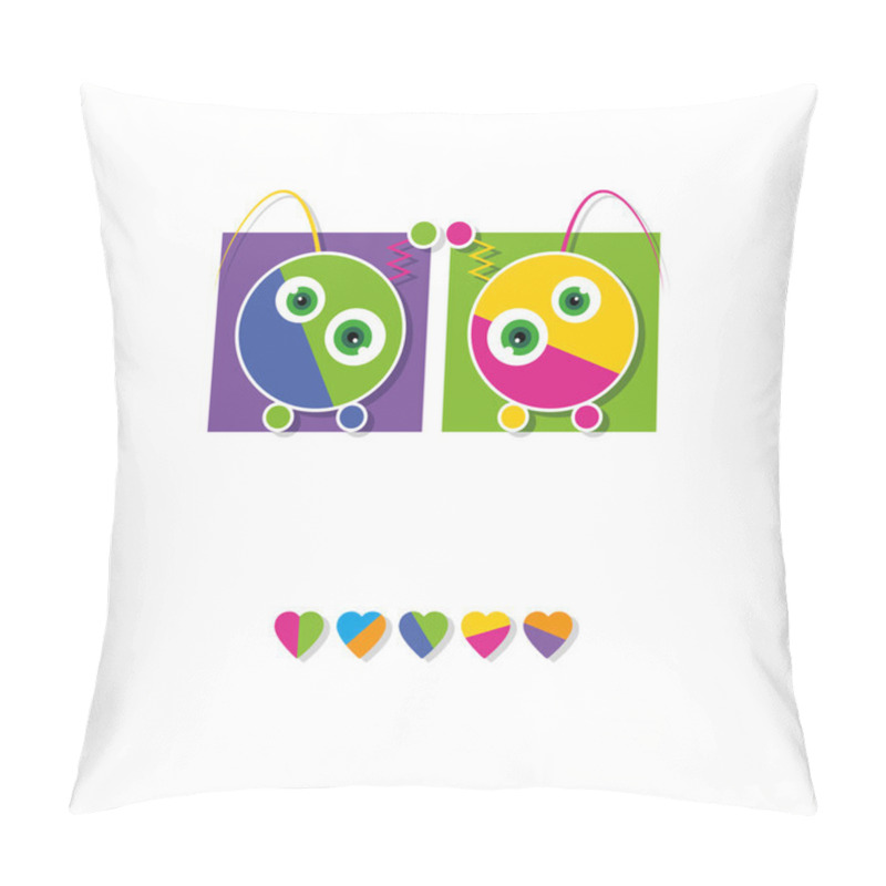 Personality  Cute Robots Greeting Card Pillow Covers