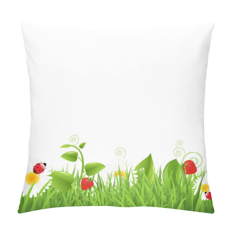 Personality  Grass Border With Ladybug And Leaf Pillow Covers