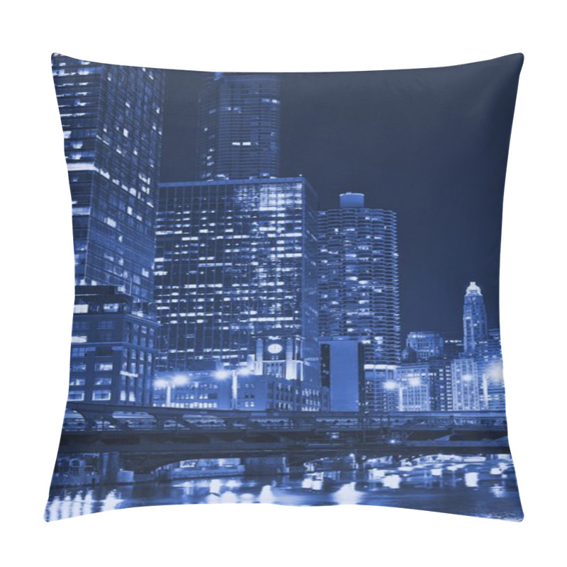 Personality  Chicago Night In Blue Pillow Covers