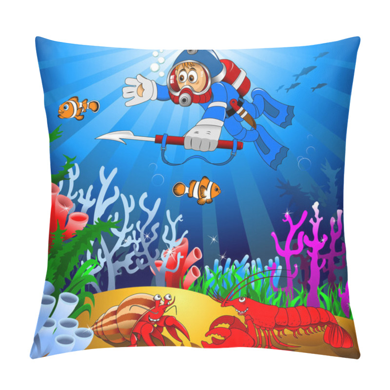 Personality  Diver  On The Deep Sea Pillow Covers