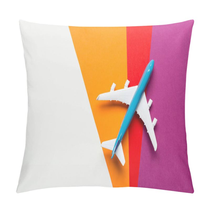 Personality  Miniature Airplane On Colourful Background For Travel Theme Pillow Covers