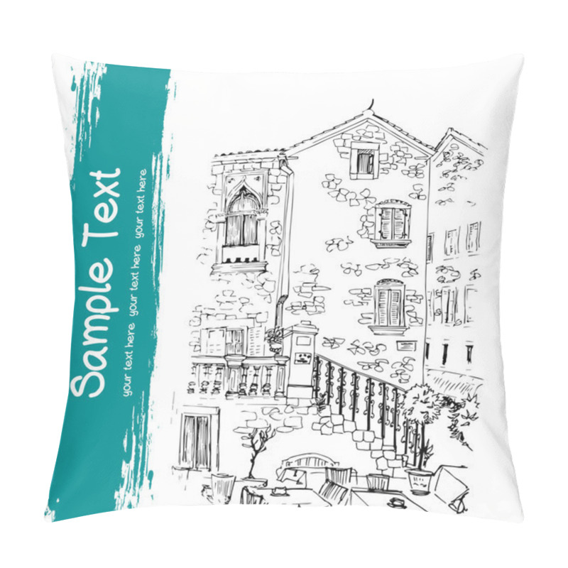 Personality  Old Mediterranean Stone Houses Pillow Covers