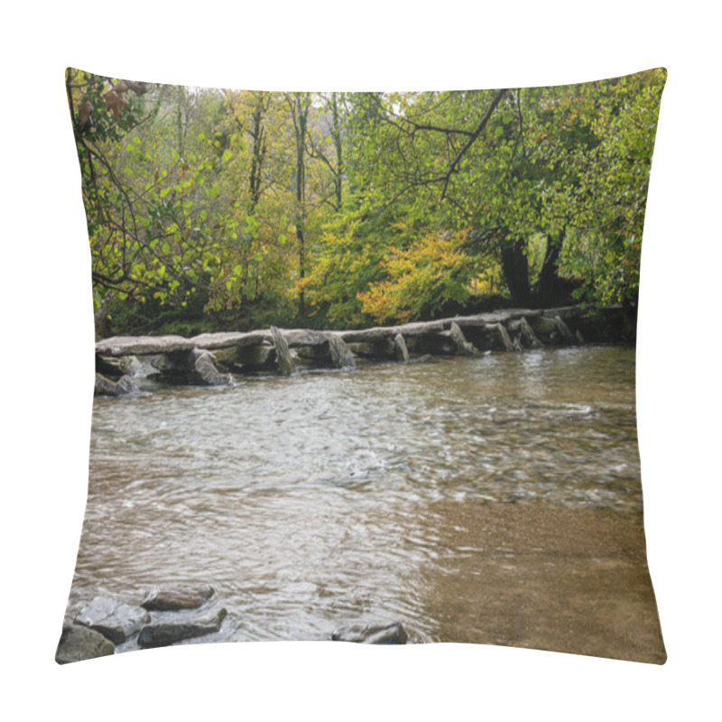 Personality  View Of The Clapper Bridge At Tarr Steps In Exmoor National Park Pillow Covers