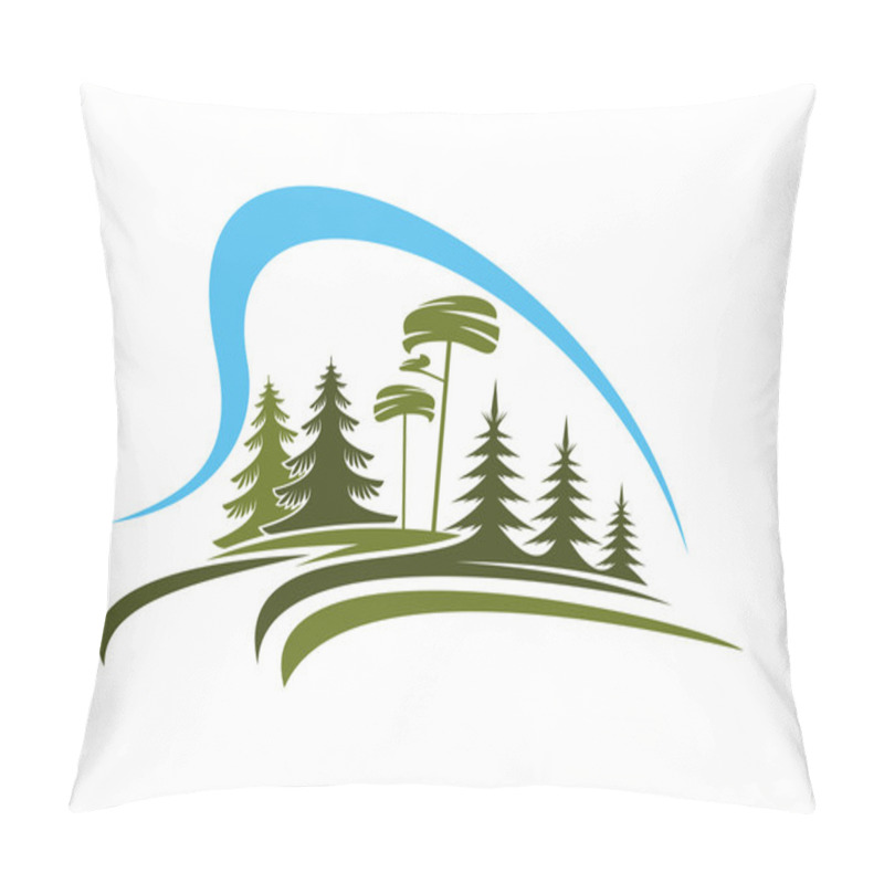 Personality  Forest Emblem With Glade, Trees And Sky Pillow Covers