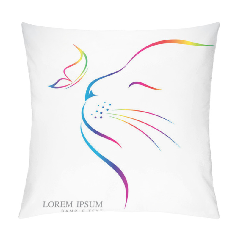 Personality  Vector Image Of Cat And Butterfly On White Background Pillow Covers