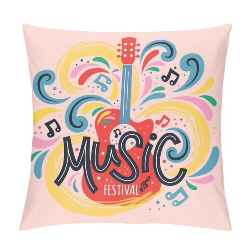 Personality  Handdrawn Conceptual Illustration On Music Festival - Lettering And Illustrations Of Musical Instruments. Poster Or T-shirt Design. Pillow Covers