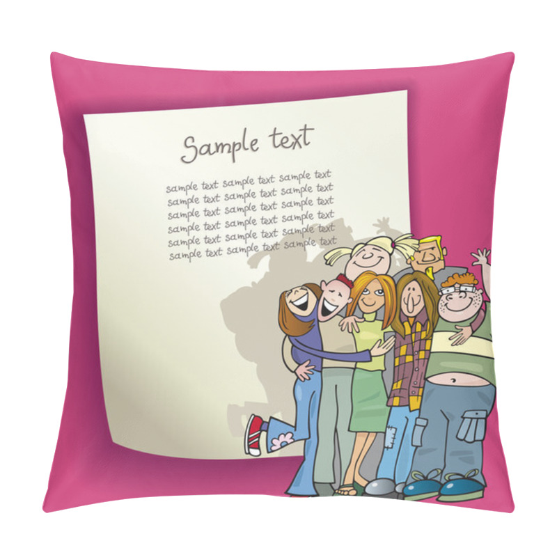 Personality  Cartoon Design With Teenagers Group Pillow Covers