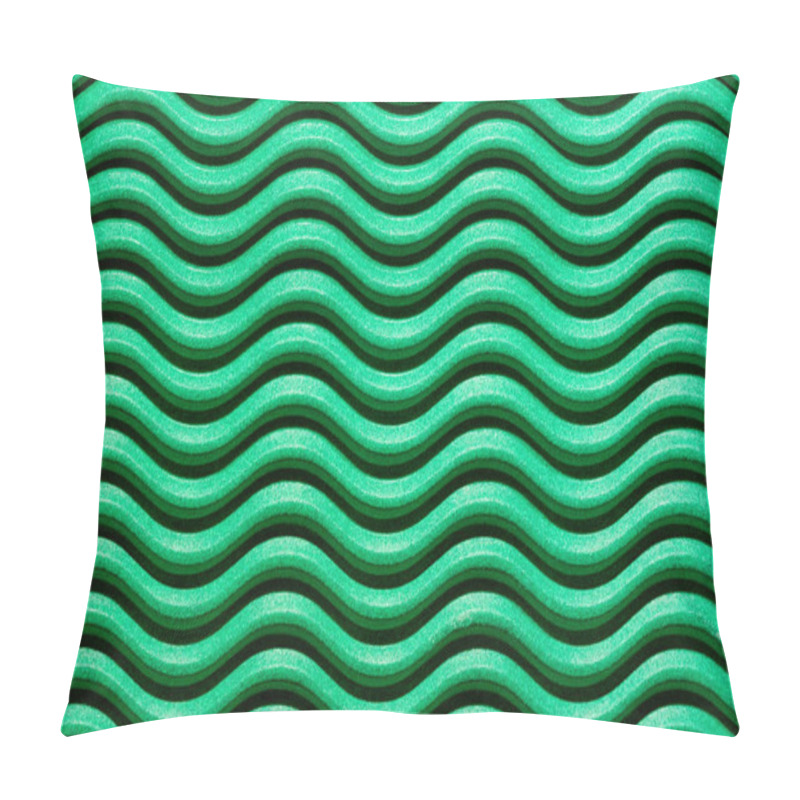 Personality  Wavy Lines With Light And Shadows In Green Corrugated Cardboard. Pillow Covers